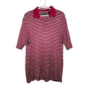 Tehama red striped double mercerized pima cotton polo mens large preppy golf